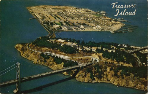 Treasure Island and its entry from Bay Bridge and Yerba Buena Island-San Francisco Bay