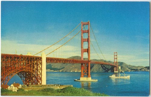 Golden Gate Bridge with Ship Passing Beneath