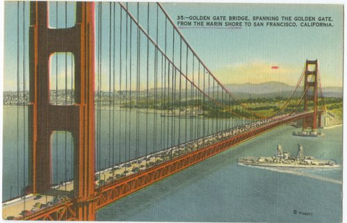 Golden gate Bridge, Spanning the Golden Gate, From the Marin Shore to San Francisco, California