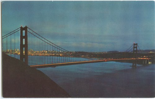 View of the Golden Gate Bridge from Marin County at Night