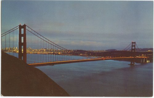 View of the Golden Gate Bridge from Marin County at Night