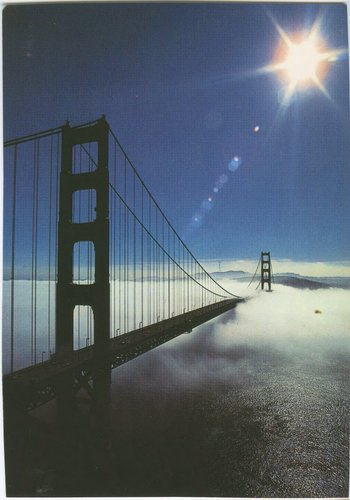 Golden Gate Bridge in Fog with Sun