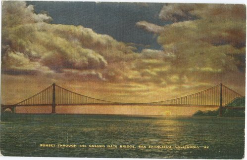 Sunset Through the Golden Gate Bridge, San Francisco, California
