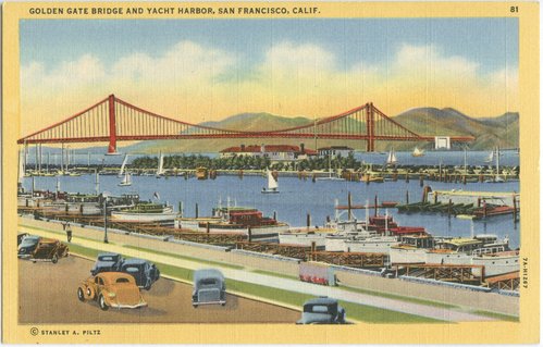 Golden Gate Bridge and Yacht Harbor, San Francisco, Calif