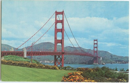 Golden Gate Bridge With Flowerbeds