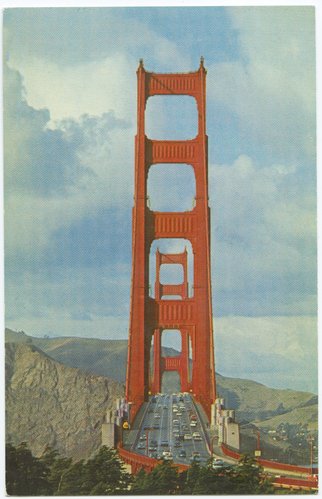 View of Golden Gate Bridge Towers from Nearby Hill