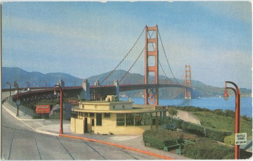 Golden Gate Bridge with Round House Restaurant in Foreground