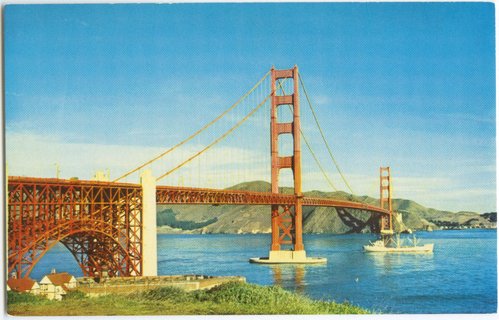 Golden Gate Bridge with Ship Passing Beneath
