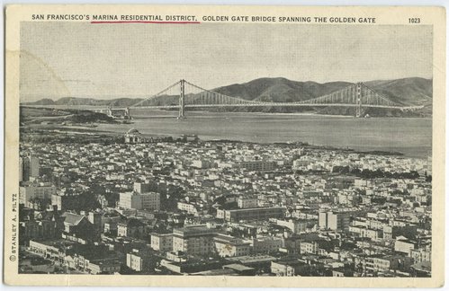 San Francisco's Marina Residential District Golden Gate Bridge Spanning the Golden Gate