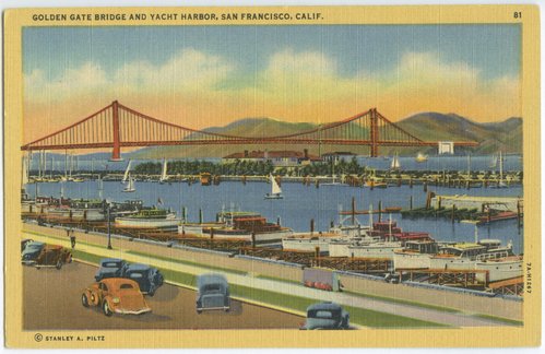Golden Gate Bridge and Yacht Harbor, San Francisco, Calif