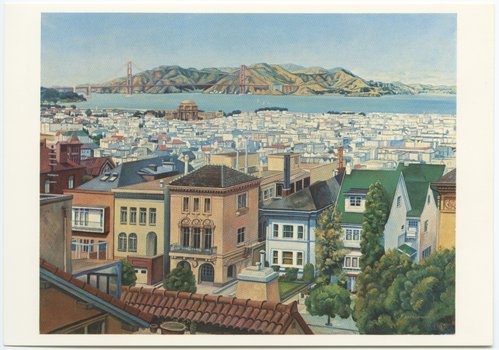 Golden Gate Bridge as seen from Marina District (painting)