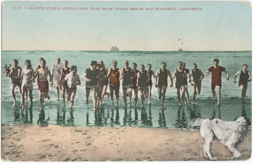 Olympic Club's annual new year swim, Ocean Beach, San Francisco, California