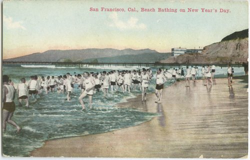 San Francisco, Cal., Beach Bathing on New Year's Day.