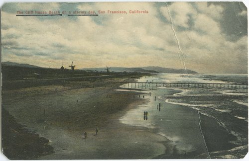The Cliff House beach on a stormy day, San Francisco, California